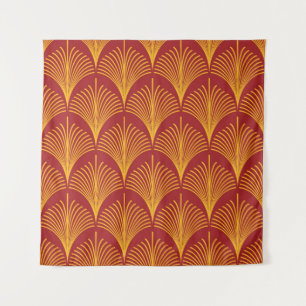 Roter Goldpfau: Art Deco. Wandteppich