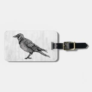 Roter Gothic Black and White Bird Tinte Zeichnend Gepäckanhänger
