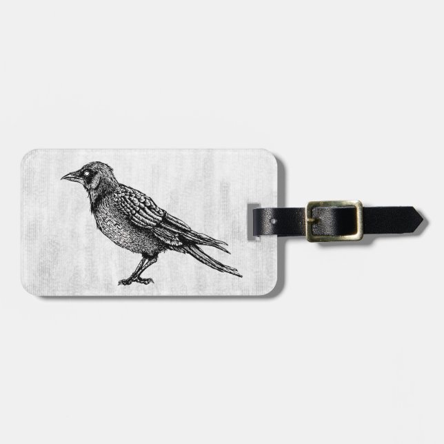 Roter Gothic Black and White Bird Tinte Zeichnend Gepäckanhänger (Vorderseite horizontal)