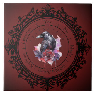 Roter Gothic Crow Pendulum Tile Fliese
