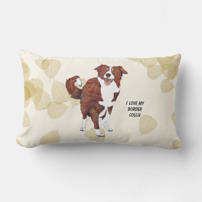 Roter Grenzcollie, TAN-Blätter Lendenkissen (Vorderseite)