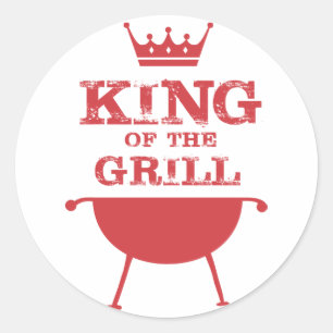 Roter Grillkönig Runder Aufkleber