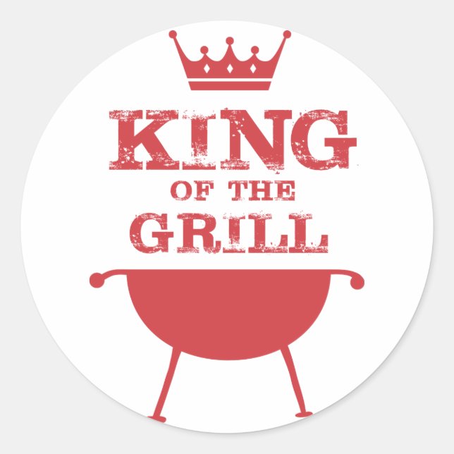 Roter Grillkönig Runder Aufkleber (Vorderseite)