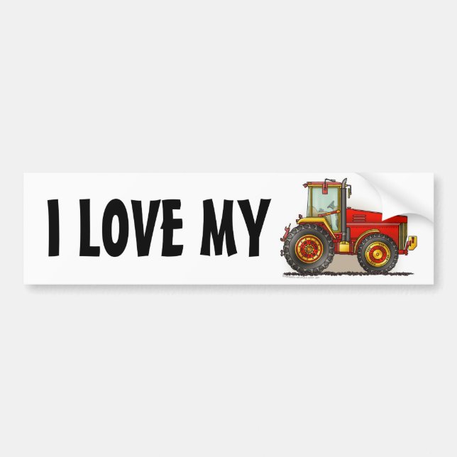 "Roter großer Traktor, i-LIEBE MEINE… Autoaufkleber (Vorne)