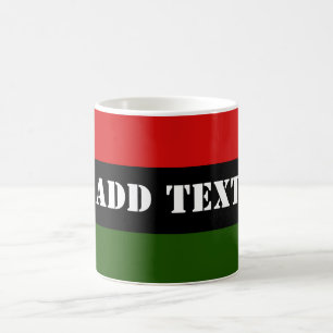 Roter, Grün und Schwarzer Text Kaffeetasse