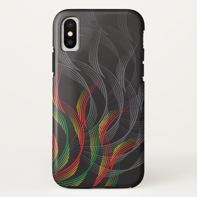 Roter grüne Wellen-Telefon-Kasten abstrakte Case-Mate iPhone Hülle (Rückseite)