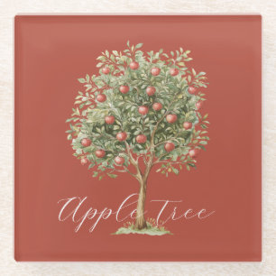 Roter Grüner Apfelbaum Glasuntersetzer