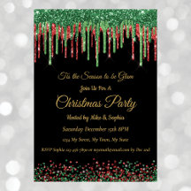 Roter grüner Glitzer Drilling Christmas Party Blac
