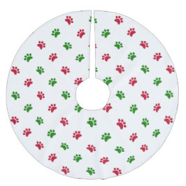Roter grüner Hundetatzen-Weihnachtsbaum-Rock Polyester Weihnachtsbaumdecke