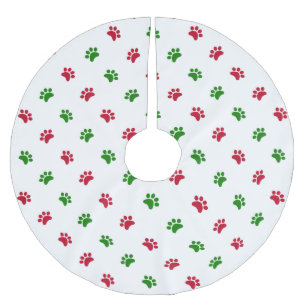 Roter grüner Hundetatzen-Weihnachtsbaum-Rock Polyester Weihnachtsbaumdecke