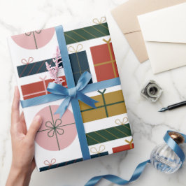 Roter grüner rosa geometrischer Stil in Weihnachte Geschenkpapier