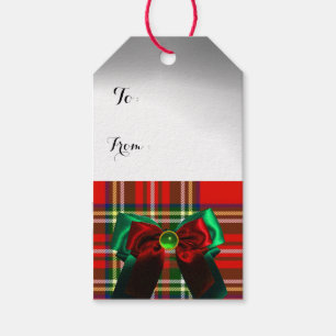 ROTER GRÜNER SCHOTTISCHER TARTAN MIT WEIHNACHTSSCH GESCHENKANHÄNGER