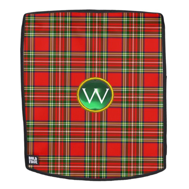 ROTER GRÜNER SCHOTTISCHER TARTAN UND MONOGRAMM MIT RUCKSACK (Abnehmbare Front)