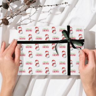 Roter grüner Wasserfarben-Schneemann Frohe Weihnac Geschenkpapier