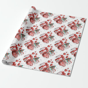 Roter grüner Weihnachts-Gnom-Teetasse Herzen Gesch Geschenkpapier