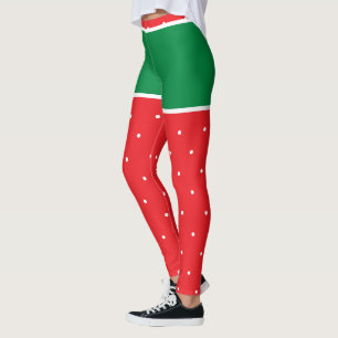 Roter grüner Weihnachtself weiß gepunktet Leggings
