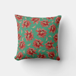 Roter Grüner Weihnachtskaktus Blume Blumenmuster Kissen