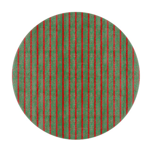 Roter grüner Weihnachtsstrumpf auf Grün Schneidebrett (Vorderseite)