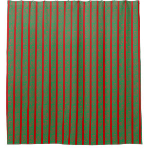 Roter grüner Weihnachtsstrumpf auf grünem Rot Duschvorhang