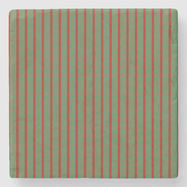 Roter grüner Weihnachtsstrumpf  Steinuntersetzer (Vorderseite)