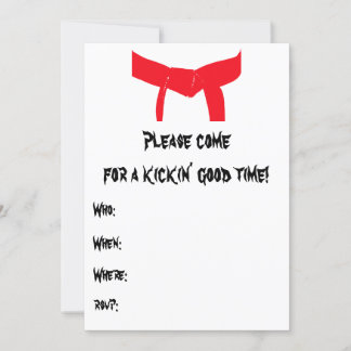 Roter Gürtel für Kampfkunst Einladung zur Geburtst