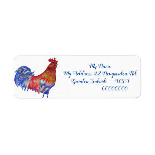 Roter Hahn Aquarell-Huhn Hahn Blau Vogel 