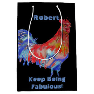 Roter Hahn Aquarell Männername Geschenk Geschenkta Mittlere Geschenktüte