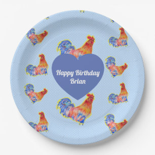 Roter Hahn Hühner Jungen Alles Gute zum Geburtstag Pappteller