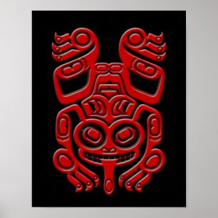 Roter Haida-Geist-Baum-Frosch auf Schwarzem Poster