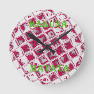 Roter Hakuna Matata Stil Runde Wanduhr