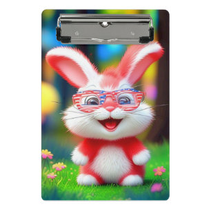 Roter Hase mit amerikanischer Brille Cartoon-44244 Mini Klemmbrett