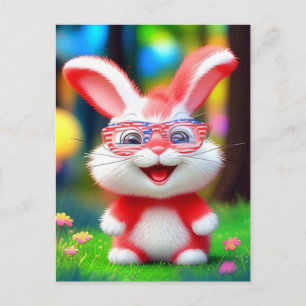 Roter Hase mit amerikanischer Brille Cartoon-44244 Postkarte