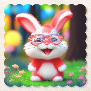 Roter Hase mit amerikanischer Brille Cartoon-44244 Untersetzer