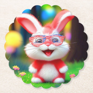 Roter Hase mit amerikanischer Brille Cartoon-44244 Untersetzer