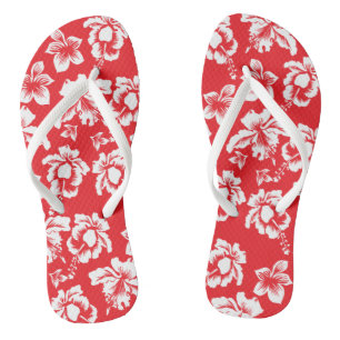 Roter Hawaiianischer Hibiskus Flip Flops