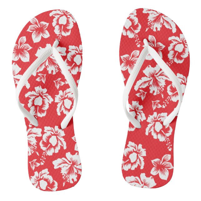 Roter Hawaiianischer Hibiskus Flip Flops (Fußbett)