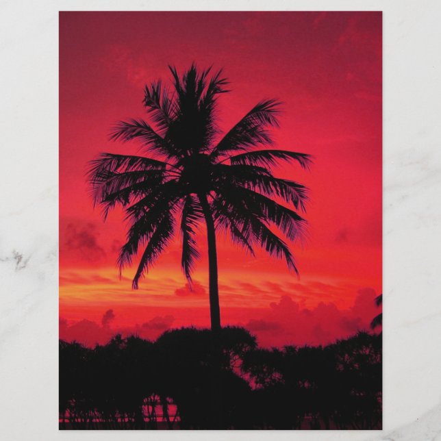 Roter Hawaiianischer Sonnenuntergang Exotische Pal (Vorderseite)