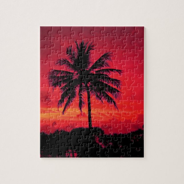 Roter Hawaiianischer Sonnenuntergang Exotische Pal (Vertikal)