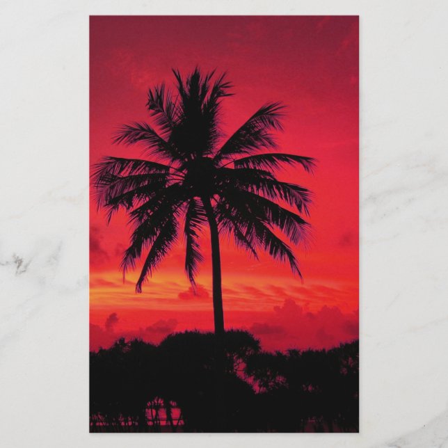 Roter Hawaiianischer Sonnenuntergang Exotische Pal Briefpapier (Vorderseite)