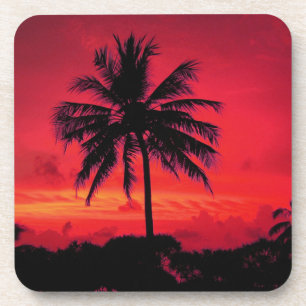 Roter Hawaiianischer Sonnenuntergang Exotische Pal Getränkeuntersetzer