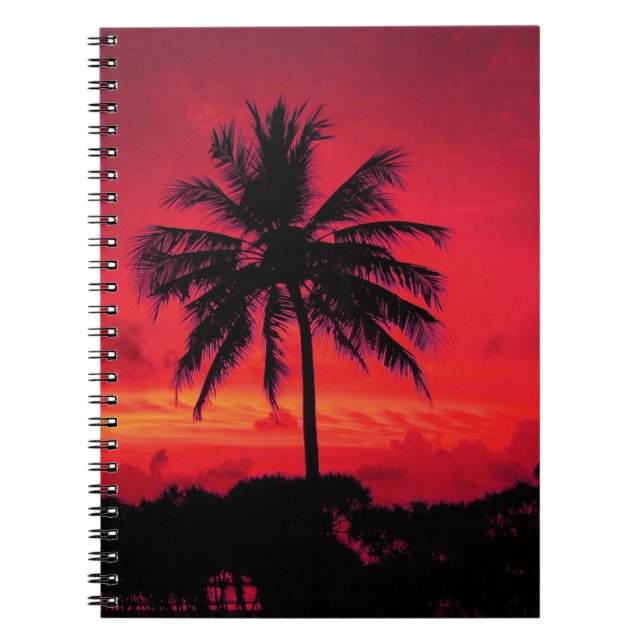 Roter Hawaiianischer Sonnenuntergang Exotische Pal Notizblock (Vorderseite)