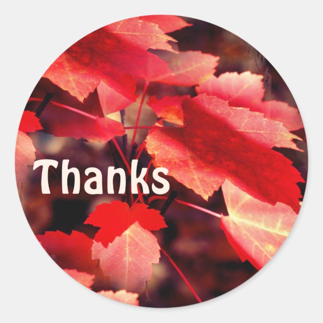 Roter Herbst belässt die Natur Danke Runder Aufkleber (Vorderseite)