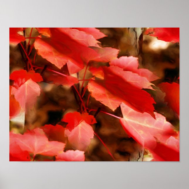 Roter Herbst lässt Ölgemälde zurück Poster (Vorne)