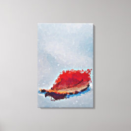 Roter Herbstleaf schwimmend auf Wasser Leinwanddruck