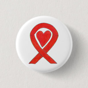 Roter Herz-Bewusstseins-Schleifen-Kunstanhänger Kn Button