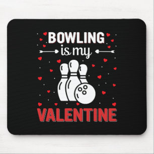 Roter Herz Cupid Liebe Grafik Bowling ist mein Val Mousepad