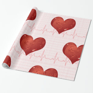 Roter Herz-EKG-Monitor Gesundheitswesen Geschenkpapier