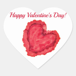 Roter Herz "Frohen Valentinstag" Herz-Aufkleber