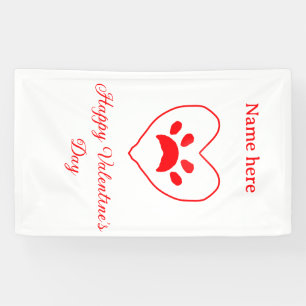 Roter Herz Hund Katze Pfote glücklicher Valentinst Banner