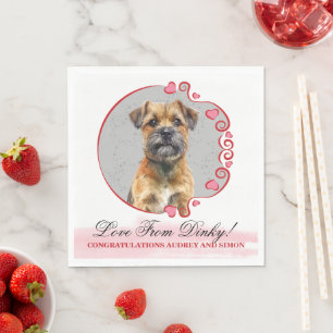 Roter Herz-Kranz Border Terrier Hund Foto Serviette